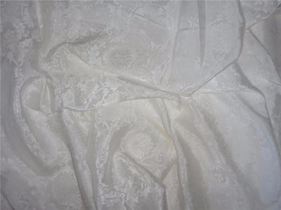 100% silk crepe JACQUARD - ivory white 44" wide  [7733]