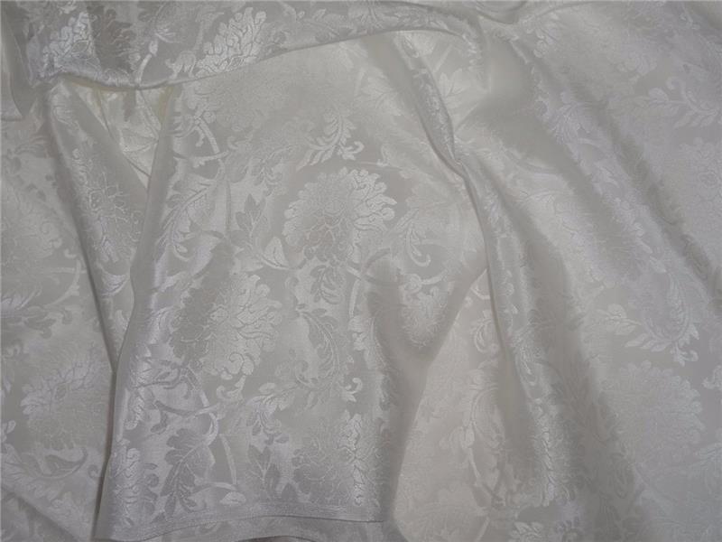 100% silk crepe JACQUARD - ivory white 44" wide  [7733]