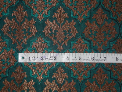 handloom woven mughal brocade fabric-green/black/gold mettalic* BRO271[3]