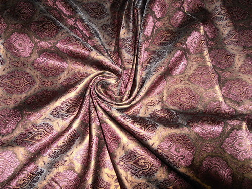 brocade fabric-purple/black/copper mettalic color4 44" wide BRO271[5]