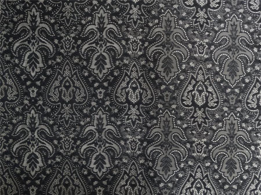 Silk brocade fabric black and metallic gold color 44" wide BRO534[1]