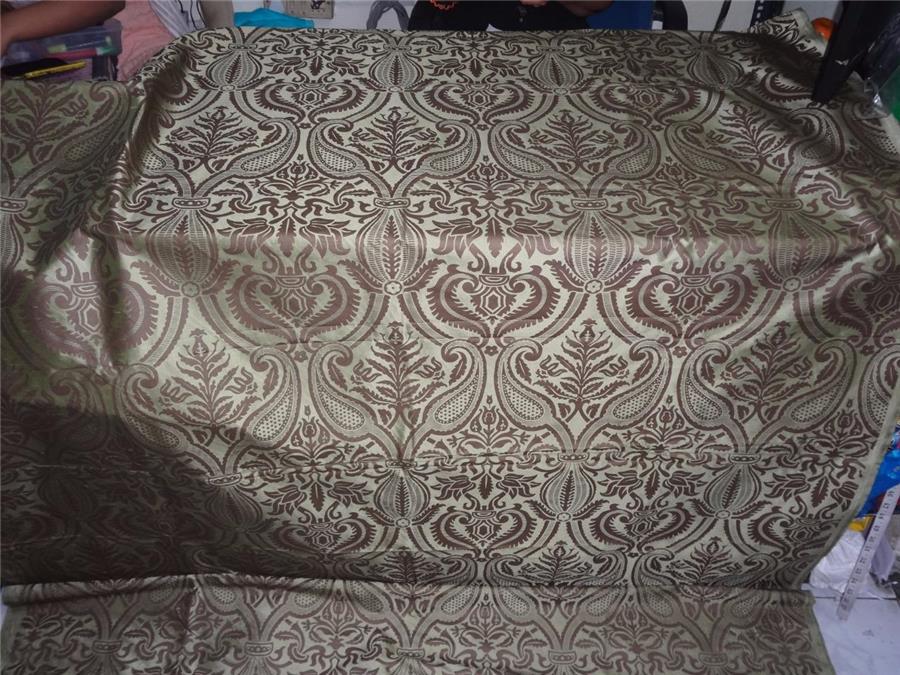 100% pure silk dupion fabric print olive green x brown colour 54&quot; wide DUP PRINT 36[2]