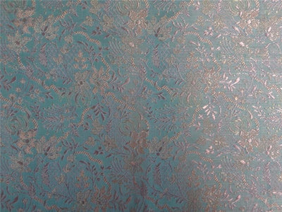 Silk Broacde Fabric sea blue /lt lavender and golden Green color 44" wide BRO534[5]