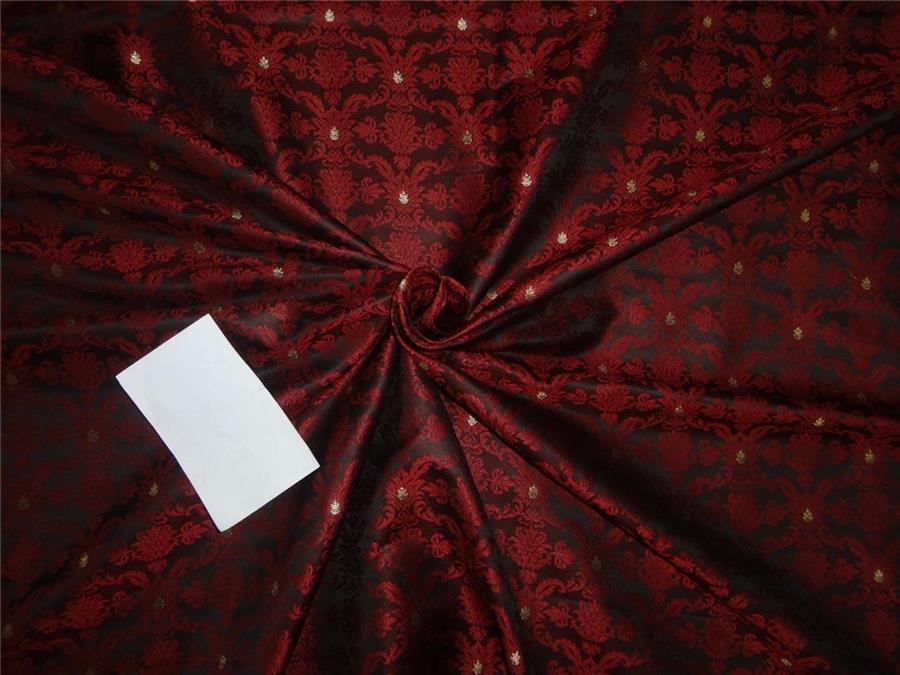 Silk Brocade Fabric redwine black and gold color 44" wide BRO535[2]