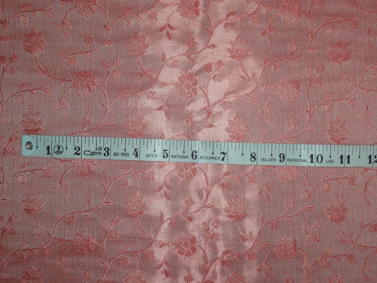 Silk brocade fabric coral floral color 44" wide BRO535[3]