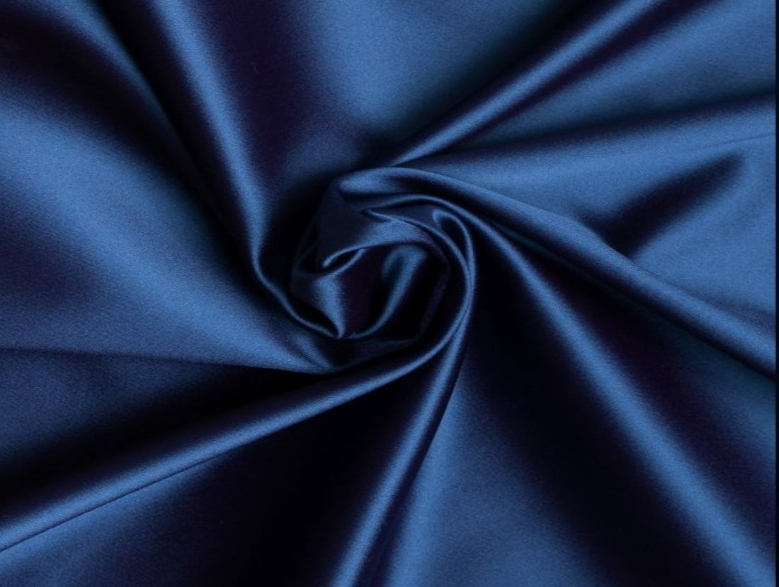 Indigo Blue viscose modal satin weave fabric ~ 44&quot; wide.(92)