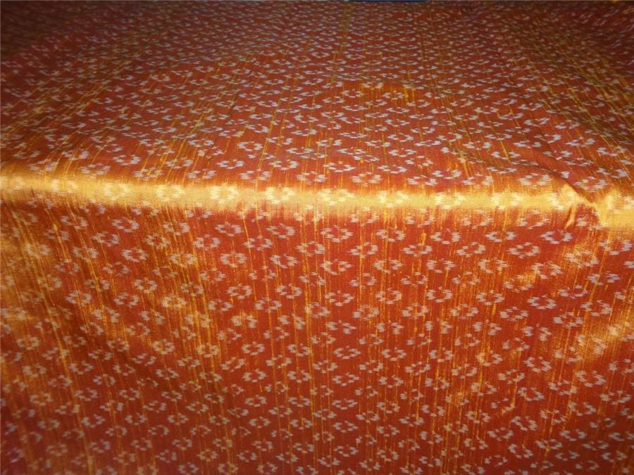 100% pure silk dupion ikat fabric golden mango colour 44&quot; wide