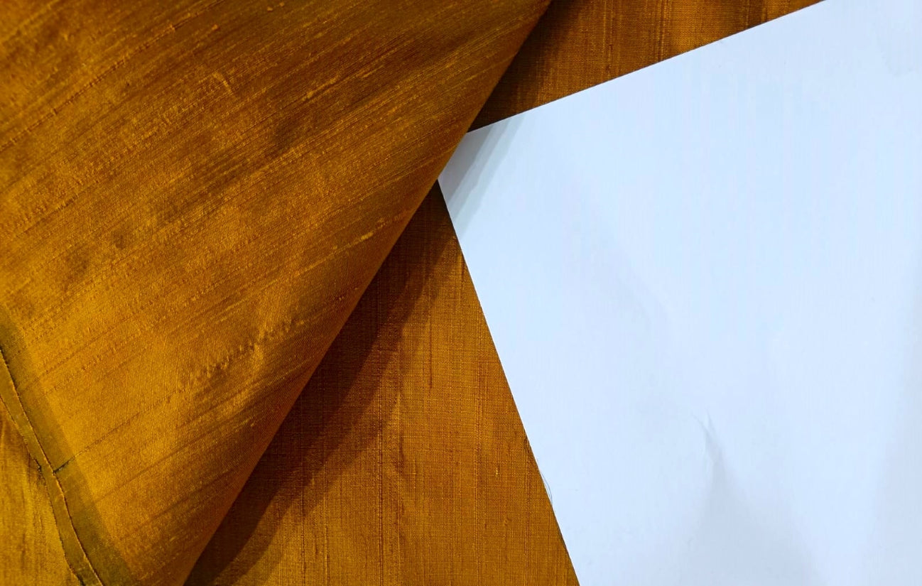 100% PURE SILK DUPIONI FABRIC COPPER  54" wide WITH SLUBS MM111[3]