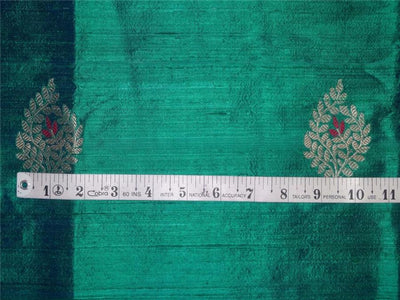 100% raw silk brocade fabric green x blue mettalic gold and pink color 44" wide BRO536[3]