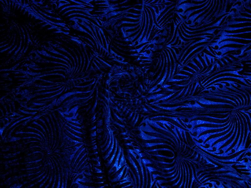 Deep blue Devore Embossed Viscose Micro Velvet fabric ~ 44&quot; wide