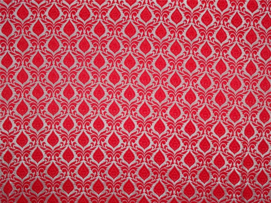 Silk Brocade Fabric red x silver color 44" wide BRO540[2]