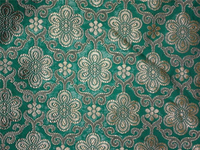 Silk Brocade Fabric metalic gold and parrot green Color 44" wide BRO540[3]