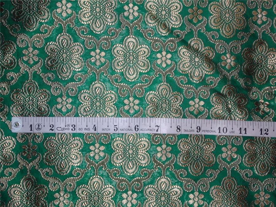 Silk Brocade Fabric metalic gold and parrot green Color 44" wide BRO540[3]