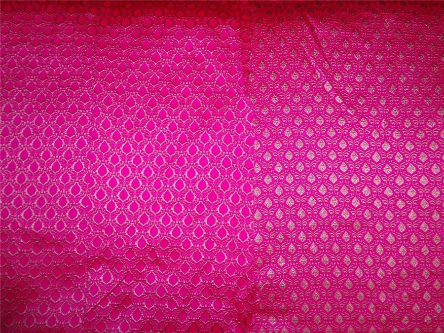Silk brocade fabric gorgeous pink and silver color 44" wide BRO541[4]