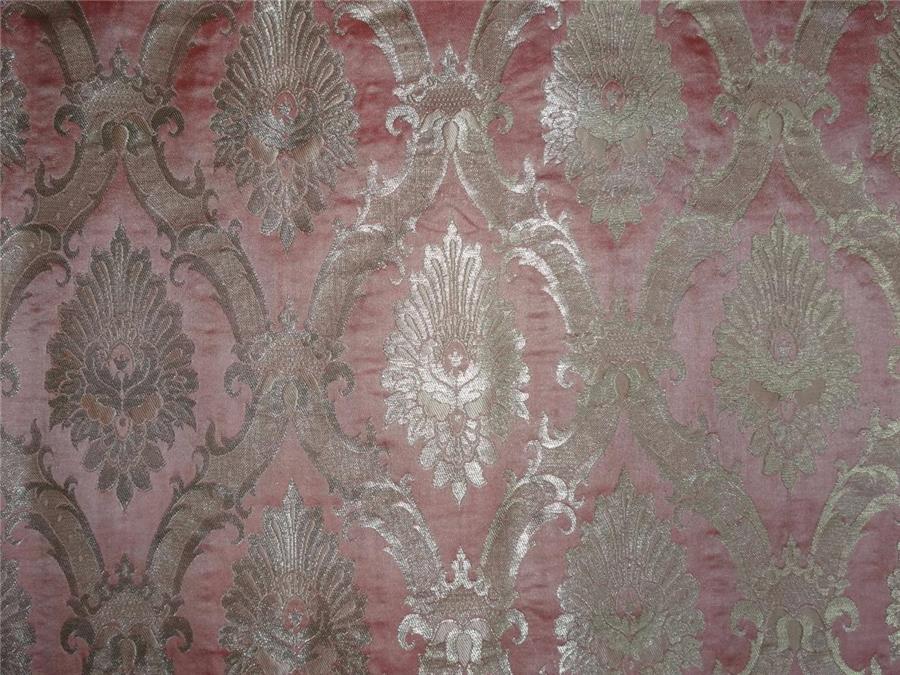 silk brocade fabric PEACHY rose and metalic gold 36" wide BRO542[1]