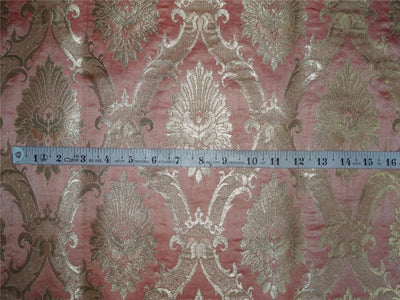 silk brocade fabric PEACHY rose and metalic gold 36" wide BRO542[1]