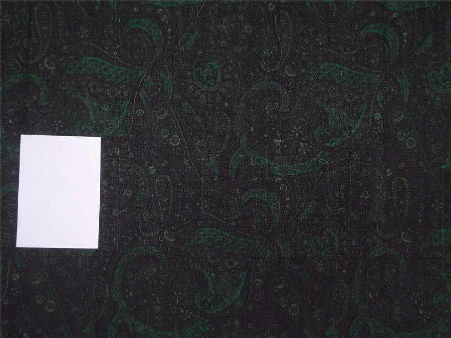 100% pure silk dupion print emerald green x black colour54&quot; wide DUP PRINT # 36[7]