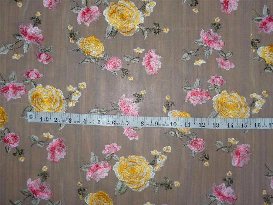 100%SILK georgette heavily embroidered 44&quot; B2#89[7]