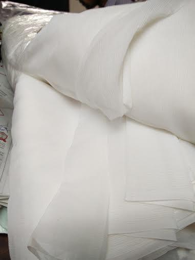 White~100% silk chiffon fabric 44&quot; wide ~23.50 yds bolt