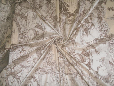 Silk Dupioni Fabric printed &quot;olden days-nostalgia&quot; width 54&quot;