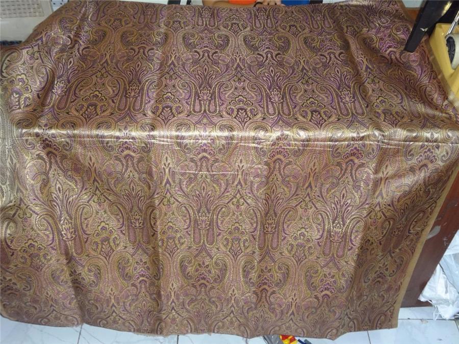 silk brocade fabric purple x metalic gold color 44" wide BRO542[3]