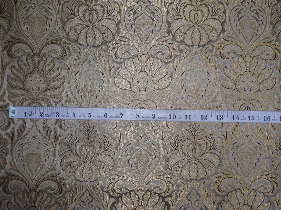 Silk brocade fabric olive green and metallic gold color 44" wide BRO544[2]