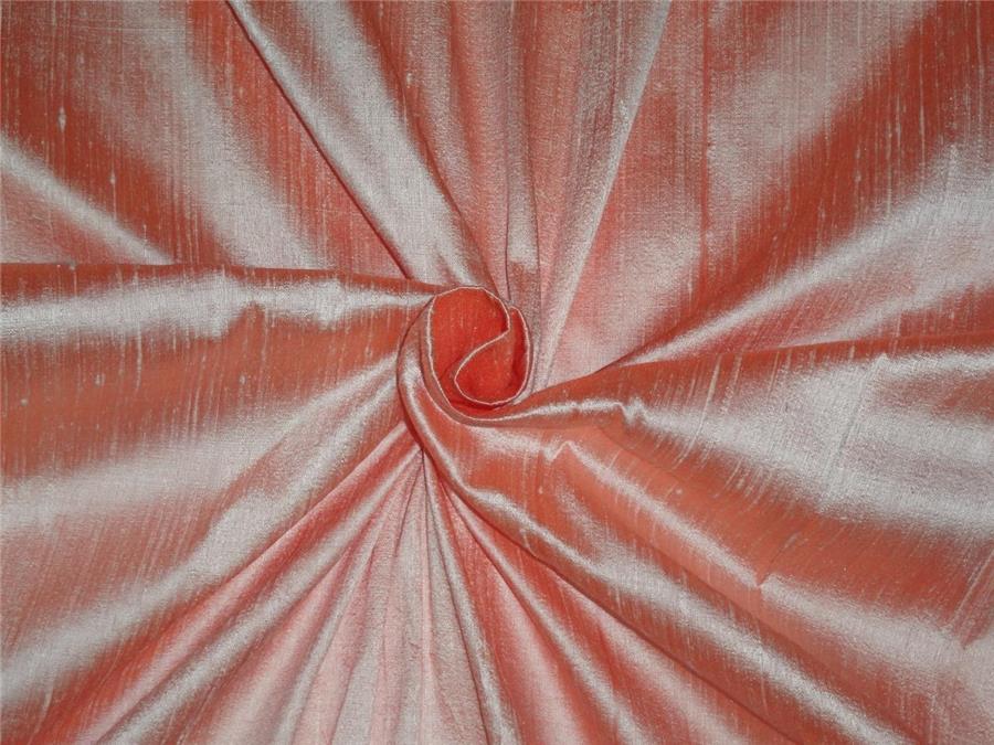 100% Pure SILK Dupion FABRIC peach x ivory colour 54&quot; wide with slubs*MM79[1]