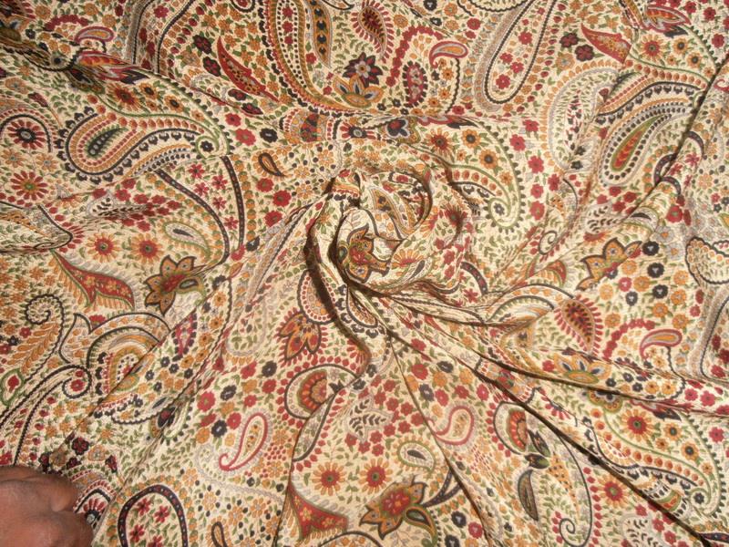 pure silk CDC crepe paisley printed fabric 16 mm weight b2#101[nv]107