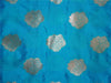 100% silk brocade turquoise blue X mettalic gold color 44" wide BRO493[6]