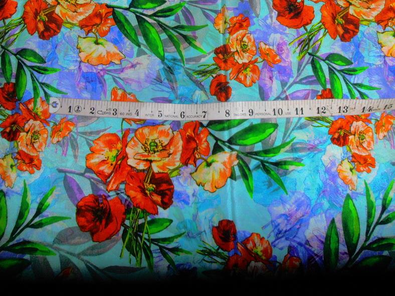 pure silk CDC crepe DIGITAL printed fabric 16 mm weight B2#101A[11]