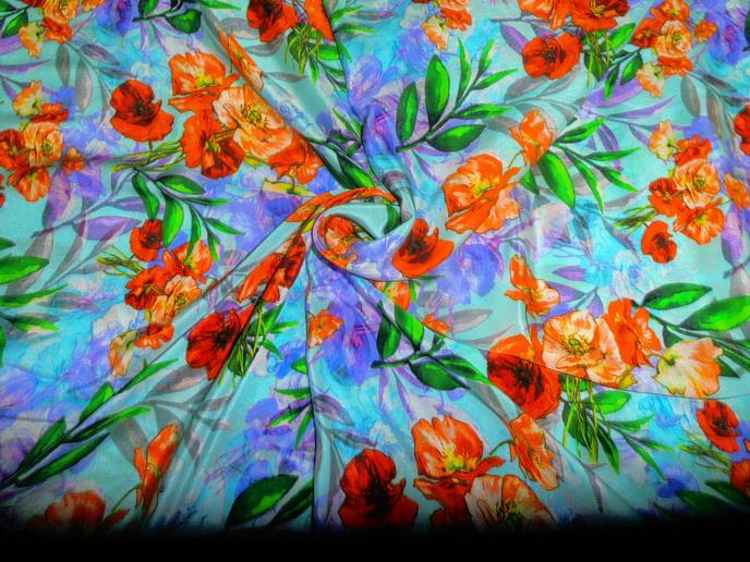 pure silk CDC crepe DIGITAL printed fabric 16 mm weight B2#101A[11]