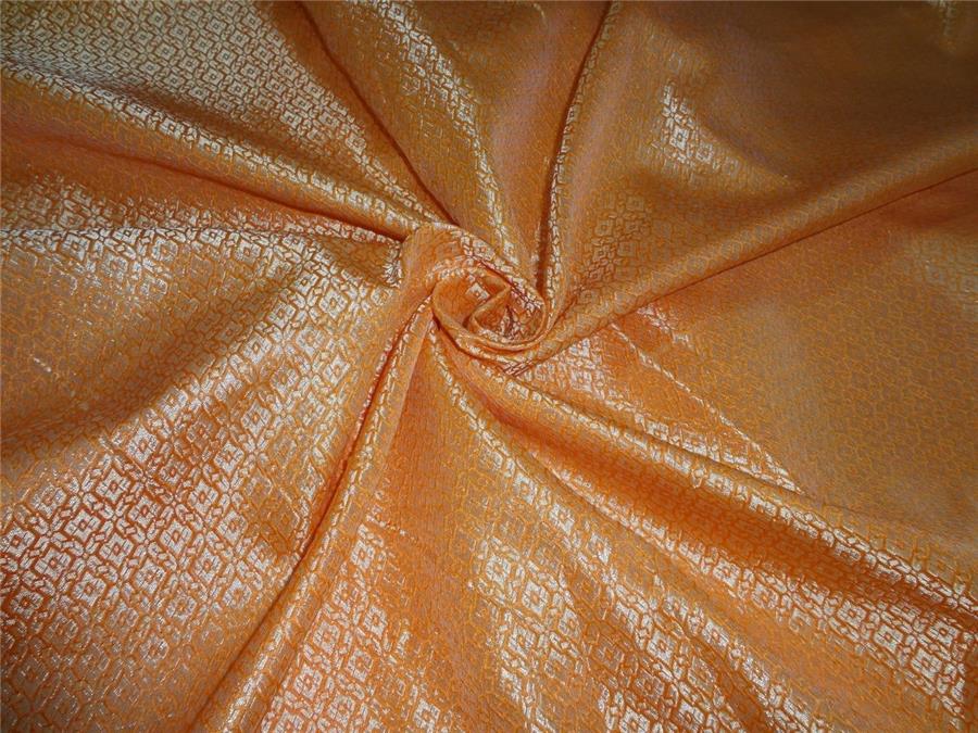 Brocade Bright orange x metallic Gold Color 44&quot;