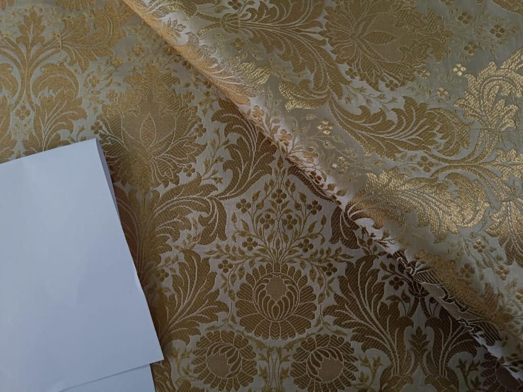 Silk Brocade fabric gold with gold metallic jacquard color 44" wide BRO859[1]