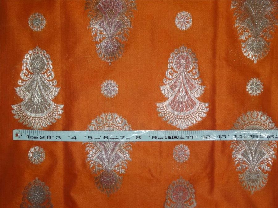 Brocade Fabric orange x metallic gold 44&quot; single length 4.35 yards