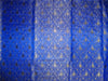 Brocade Fabric blue silver x metallic gold 44&quot; single length 4.35