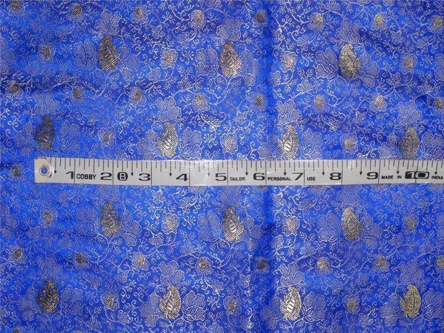 Brocade Fabric blue silver x metallic gold 44&quot; single length 4.35