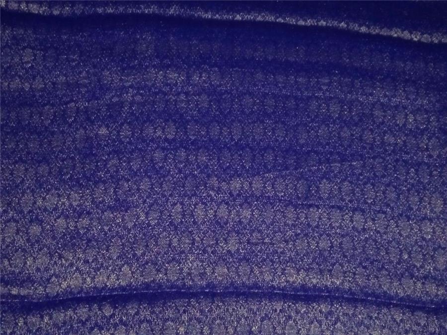 Silk Georgette Fabric royal blue with Subtle Metallic Gold jacquardMIXBKA