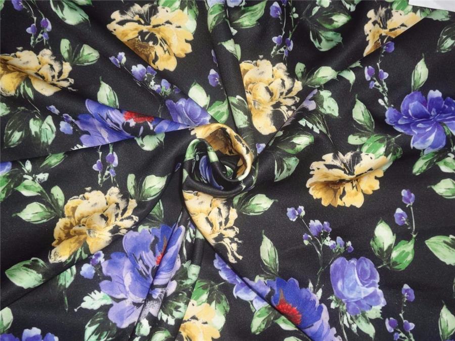 black floral print Scuba Knit fabric 59&quot; wide- for fashion wear B2SCUBA83[4][8127]