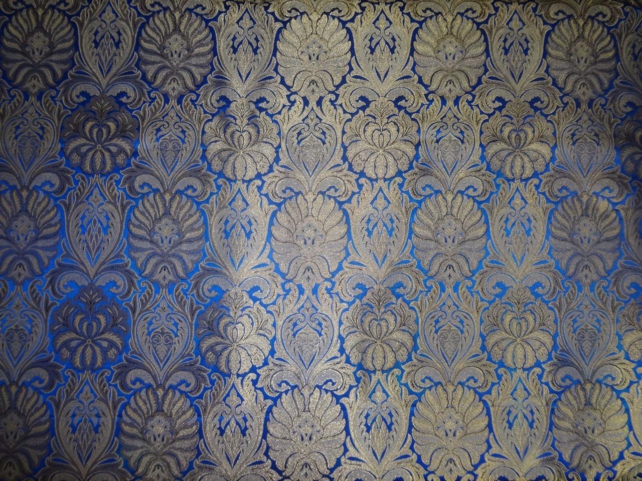 Silk Brocade Fabric electric blue and mettalic gold color 44" wide BRO544[1]