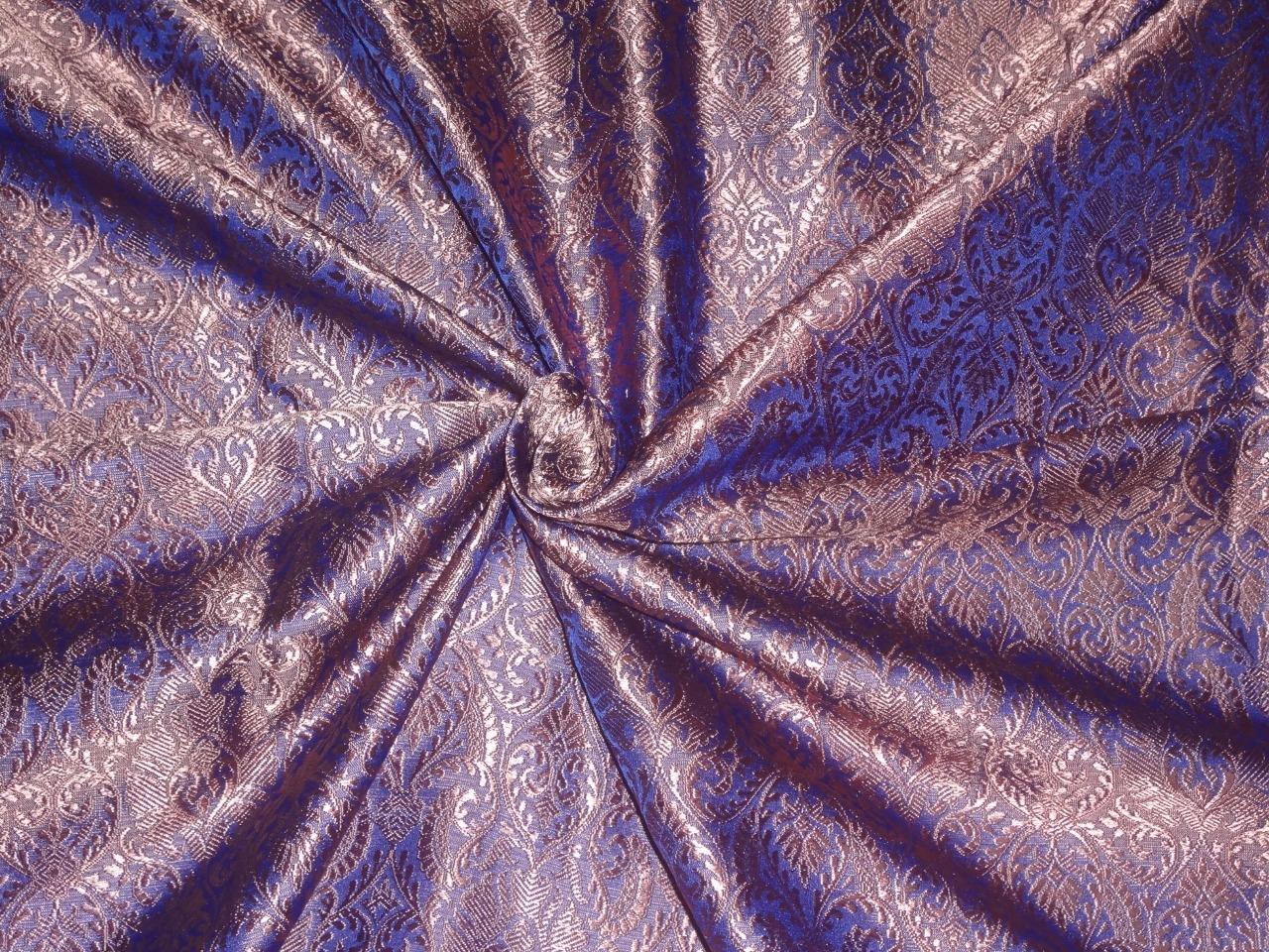 Silk Brocade Fabric purple blue and old rose 44&quot;BRO548[1]