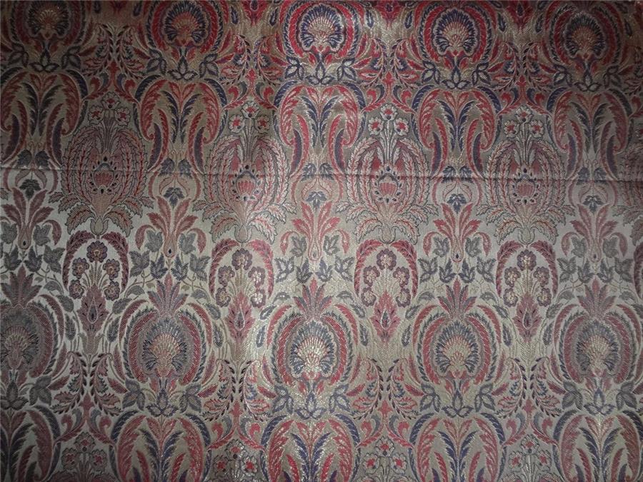 silk brocade fabric red ,blue and mettalic gold color 44" wide BRO542[4]