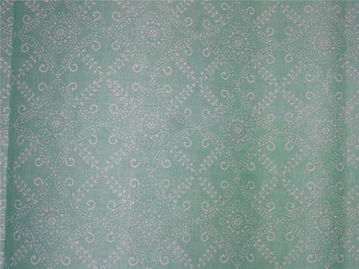 Cotton organdy printed fabric LIGHT green 44&quot;stiff