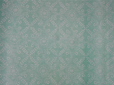 Cotton organdy printed fabric LIGHT green 44&quot;stiff