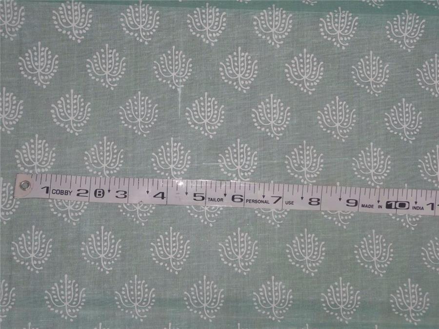 Cotton organdy floral printed fabric mint green 44&quot;stiff cotorg-newprint 10