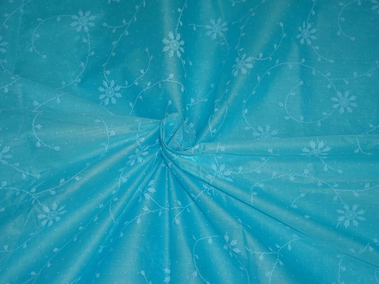 Cotton organdy floral printed fabric blue 44&quot;stiff cotorg-newprint 6