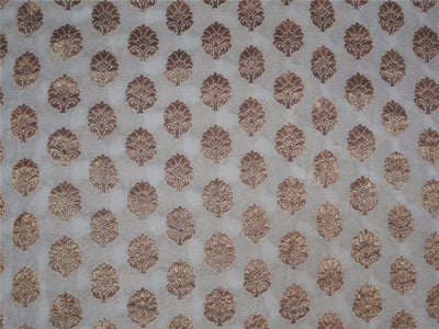 SILK Georgette Fabric Ivory x Metallic Gold Motif 44&quot;