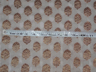 SILK Georgette Fabric Ivory x Metallic Gold Motif 44&quot;