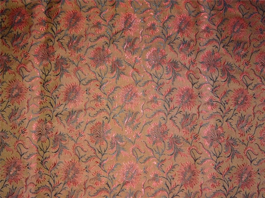Silk Brocade Fabric brown red and black 44&quot;BRO549[4]