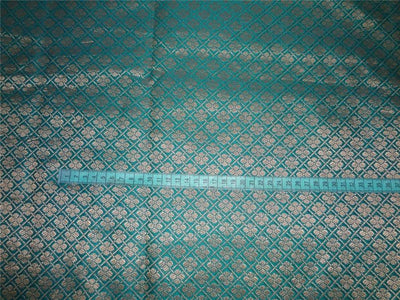 Brocade Peacock green x metallic Gold Color 44&quot;