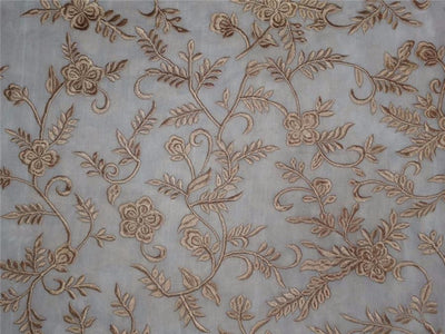 Embroidered ivory with gold net 60&quot; wide B2#94[2]